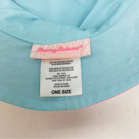 Tommy Bahama Pink W/ Blue Trim Adjustable Bucket Hat - Picture 3 of 5